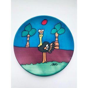Really Happy Trading Co ostritch dinner plate CHAS